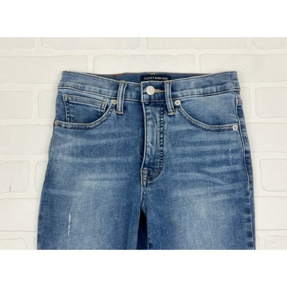 Lucky Brand High Rise Crop Bridgette Stretchy Skinny Jeans Distressed Size 4 - Picture 2 of 8